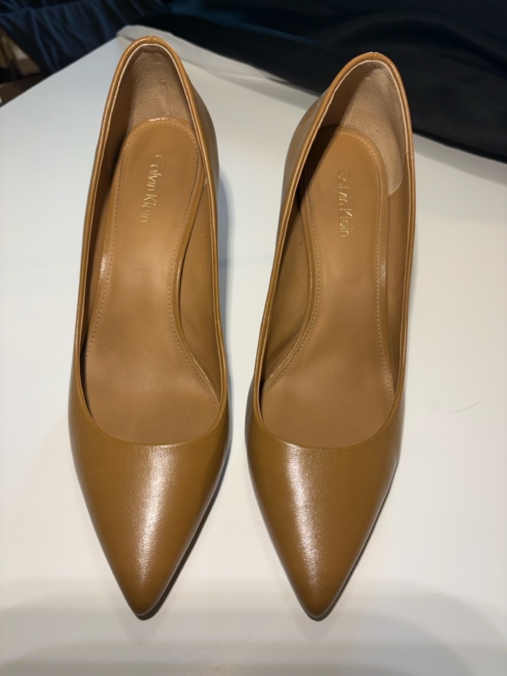 Calvin Klein Gayle Pumps Size 8 Tan Pointed Toe Heels Classic